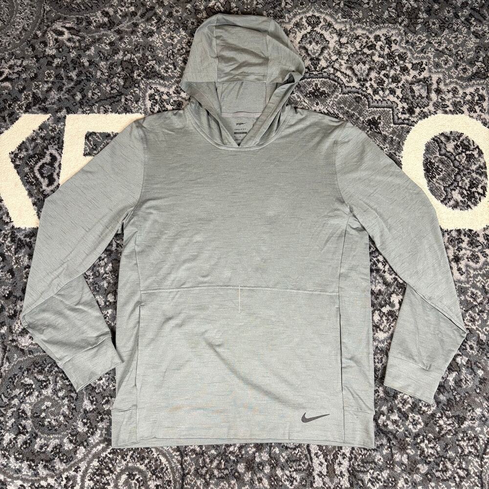 Nike Dri-Fit Hooded Loose Fit Yoga Long Sleeve Gray Mens Sz Small Preowned